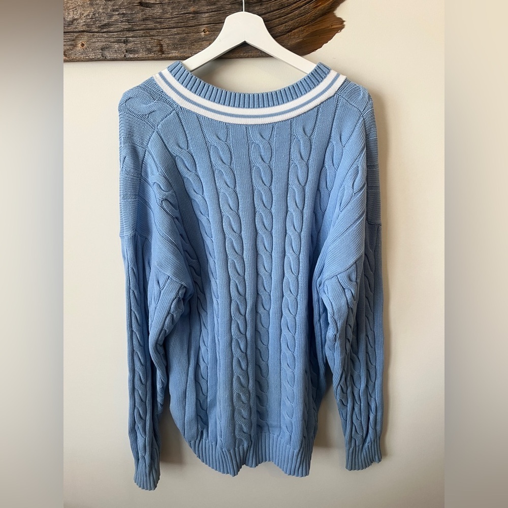 Aritzia TNA Cable Knit Baby Blue Sweater - Picture 2 of 5